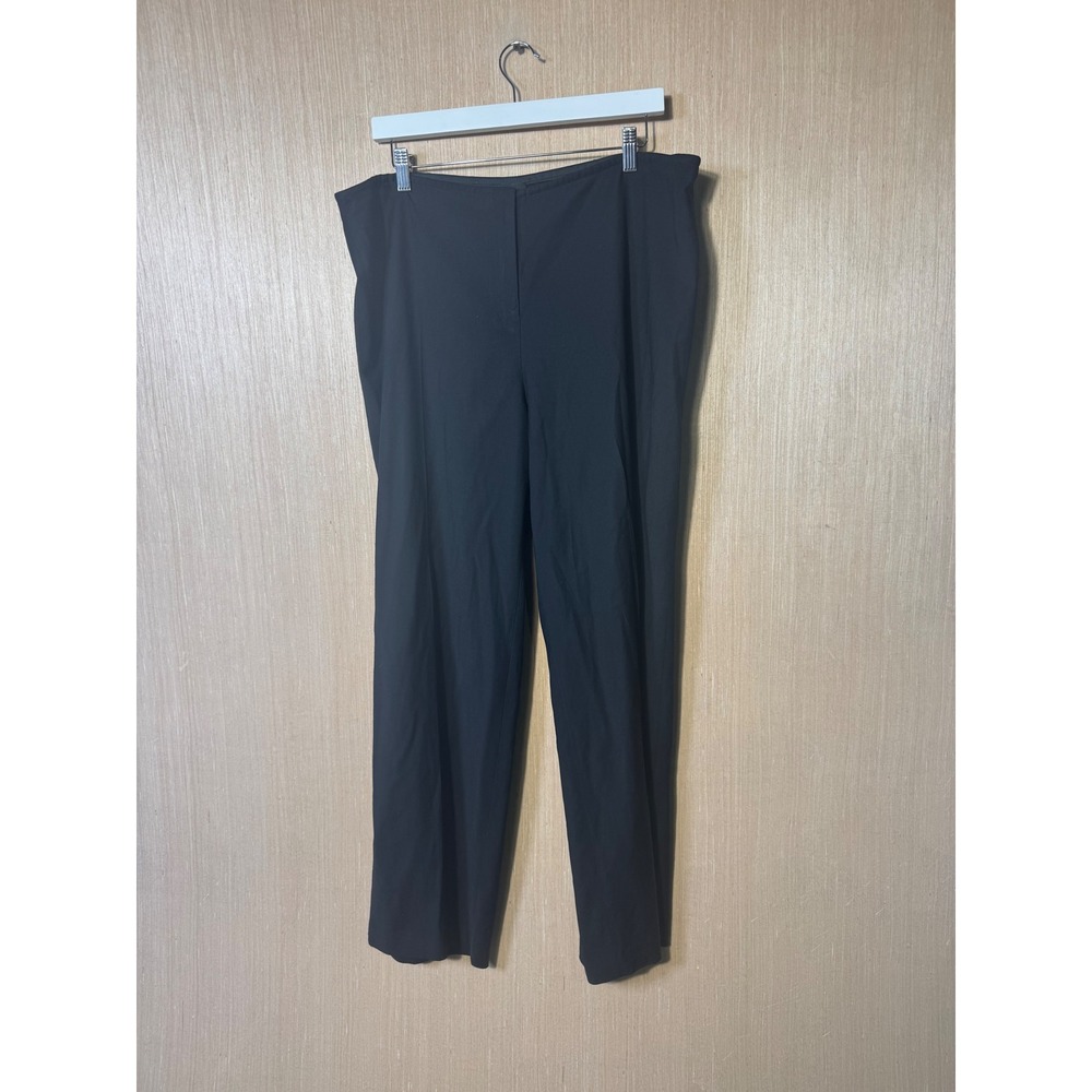 Eileen Fisher Black Wool Blend Straight Leg Trousers Side Zip Womens XL